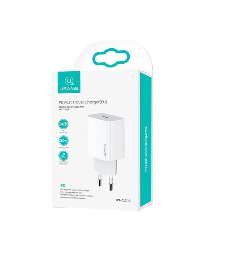 Polnilnik USAMS CC118 T34 USB 20W Fast Charger W